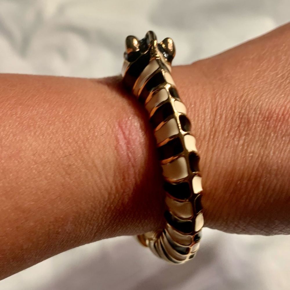 Kenneth Jay Lane Vintage Zebra bangle bracelet - NEW - Black and white enamel - Picture 11 of 17